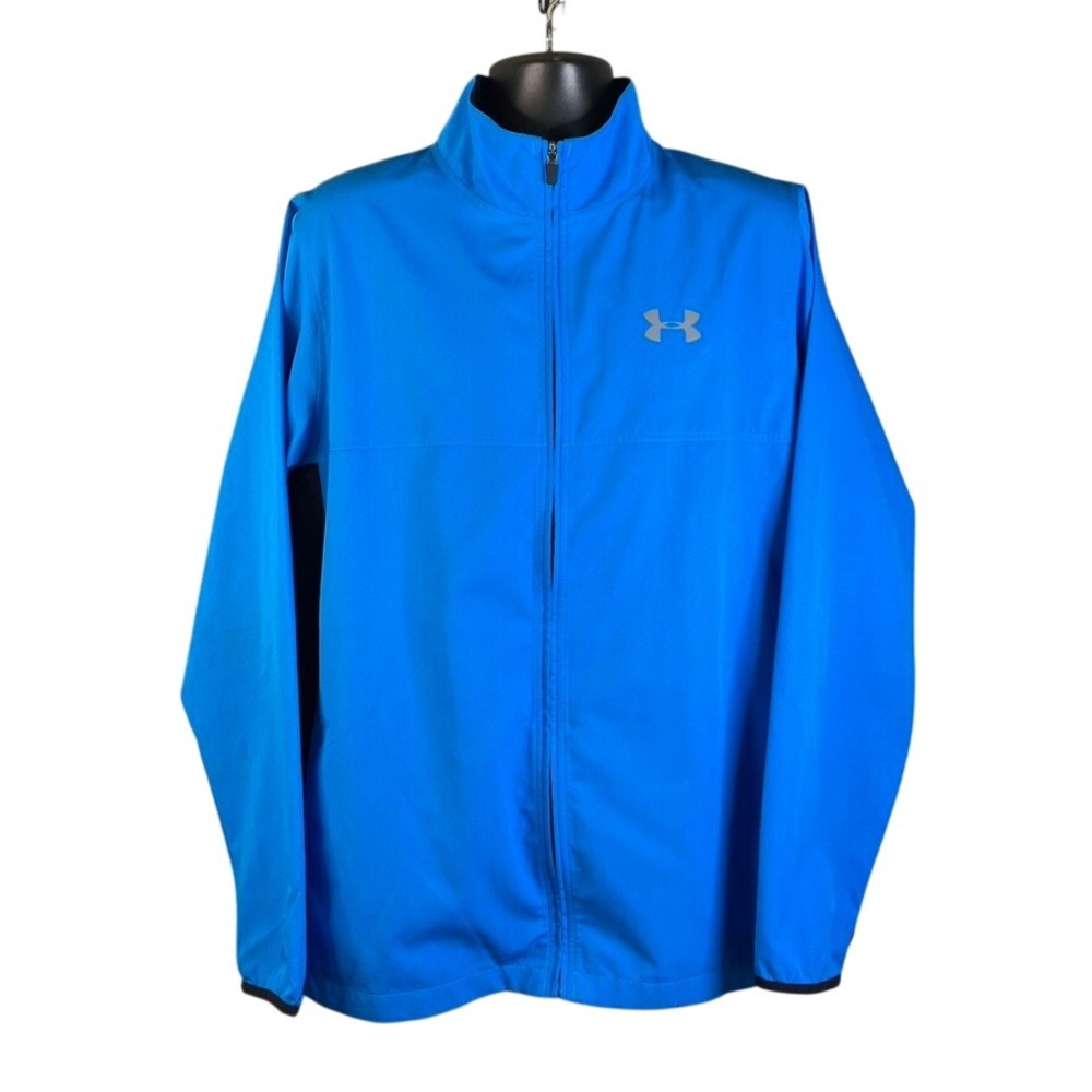 Under Armour Mens XL Blue Full Zip Windbreaker Jacket Mesh Lined Loose Fit